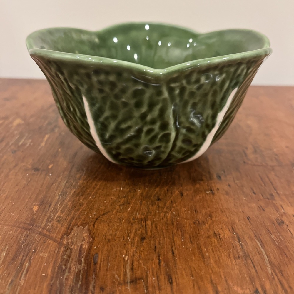 Olfaire Cabbage Salad Bowl Green Leaf Ceramic Made in Portugal New 5.5"